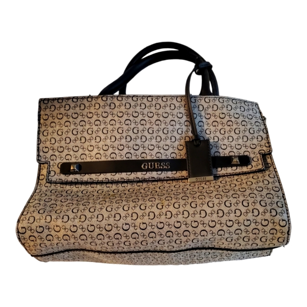 Guess monogram Grey and Black Satchel